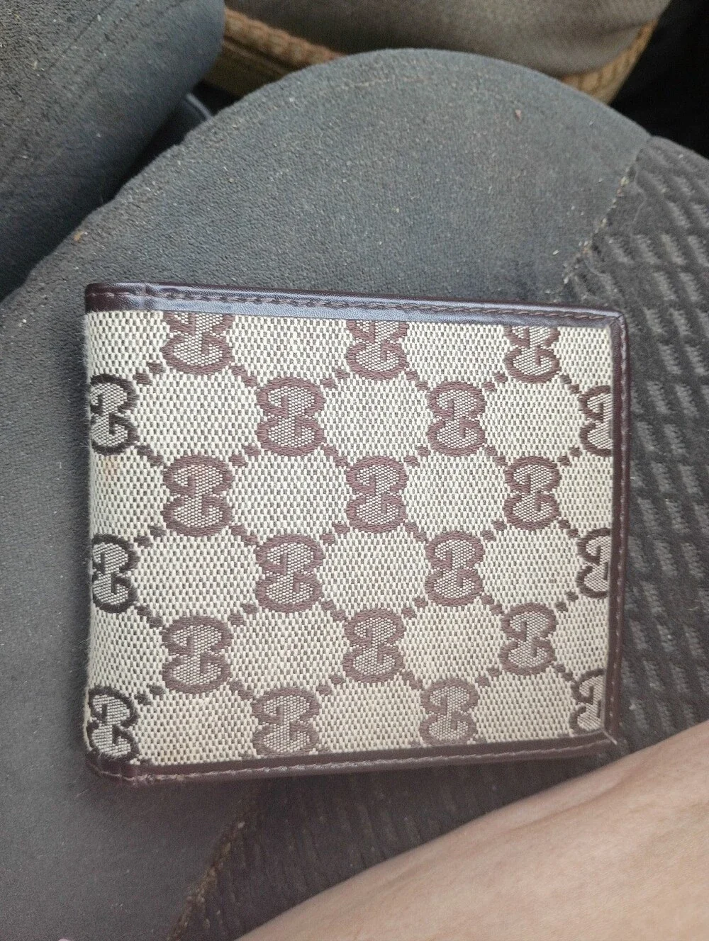 Gucci Monogram Canvas Wallet - Brown and Beige